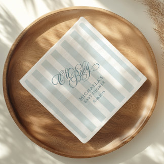 O Baby Elegante Schrift & Strepen Baby Shower Servet