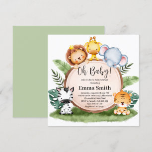 O Baby Groene Jungle Safari Dieren Baby Borrel Kaart