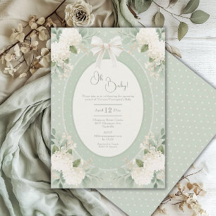 O Baby Hortensia Saliegroene Vintage Baby Shower Kaart
