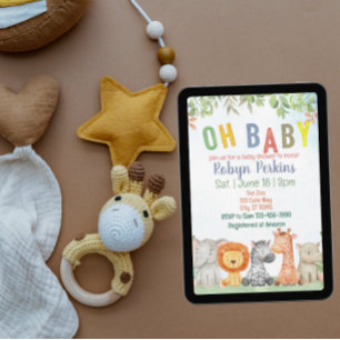 O Baby, Jungle Watercolor Baby Shower Kaart