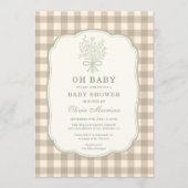 O, baby neutrale geruite babyshower kaart (Voorkant)