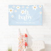 O, baby! Retro madeliefje boho baby shower Spandoek (Insitu)