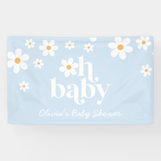 O, baby! Retro madeliefje boho baby shower Spandoek (Horizontaal)