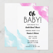 O Baby Roze Blauwe Aquarel Geslacht Reveal Shower