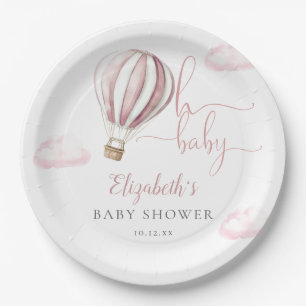 O Baby Roze het Luchtballon Meisje Baby Borrel Papieren Bordje