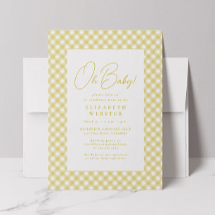 O baby schattig geel geruit neutrale baby shower kaart