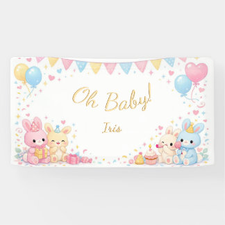 O Baby, Schattig Konijn Pastel Geslacht Neutrale S Spandoek