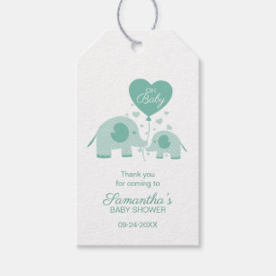 O baby Schattige Mintgroene Olifant Favor Bedankt Cadeaulabel