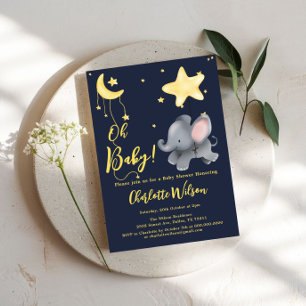 O, baby! Schattige Olifant & Ballon Baby Shower Kaart