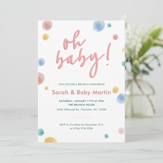 O baby shower uitnodiging (Staand voorkant)