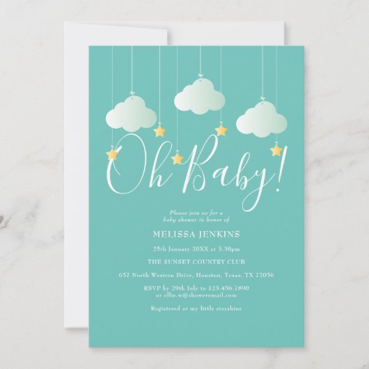 O Baby Twinkle Twinkle Baby Shower / Borrel Kaart (Voorkant)