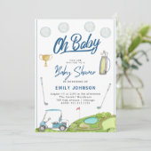 O, baby! Uitnodiging voor een malle golf baby show (Staand voorkant)