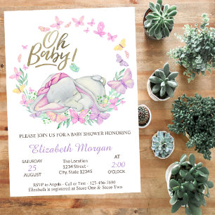O Baby Vlinders Baby Olifant Babyfeestje Kaart