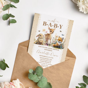O Baby Woodland Animals Baby shower Invitation Briefkaart
