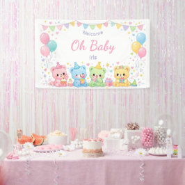 O Baby Zoete Pastelkleurige Beren Baby Shower Meis Spandoek
