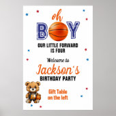O Boy Basketbal Thema Verjaardag Poster (Voorkant)