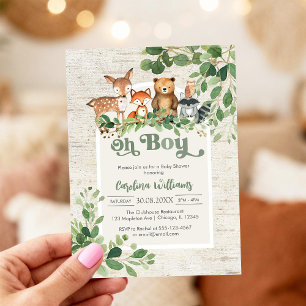 O Boy Bosdieren Baby Shower Uitnodiging