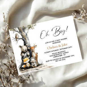 O Boy Bosdieren Baby Shower Uitnodiging