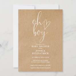 O Boy Hart Rustieke Kraft Alles-in-één Baby Shower Kaart