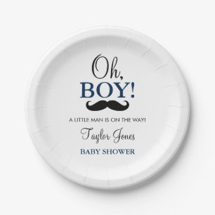 O Boy Snaver Baby Shower Papieren Borden Bordje