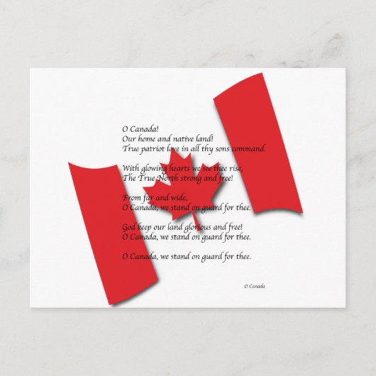 O Canada Briefkaart (Voorkant)