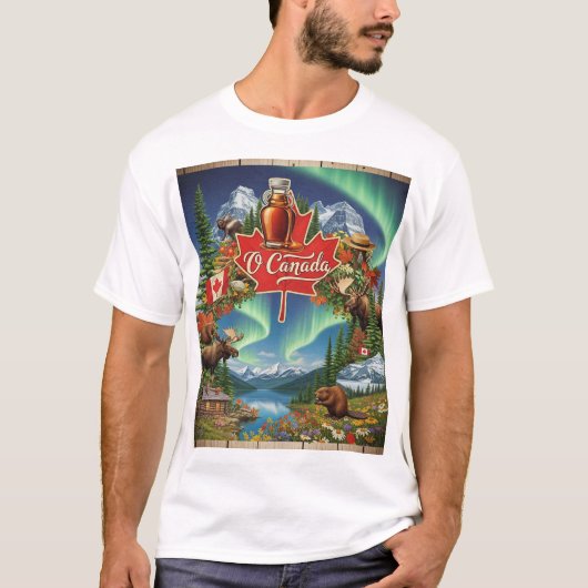 O Canada Collage – Vintage Canadese trots T-shirt (Voorkant)