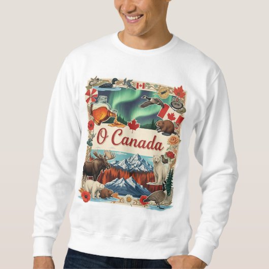 O Canada Collage – Vintage Patriottisch T-Shirt (Voorkant)