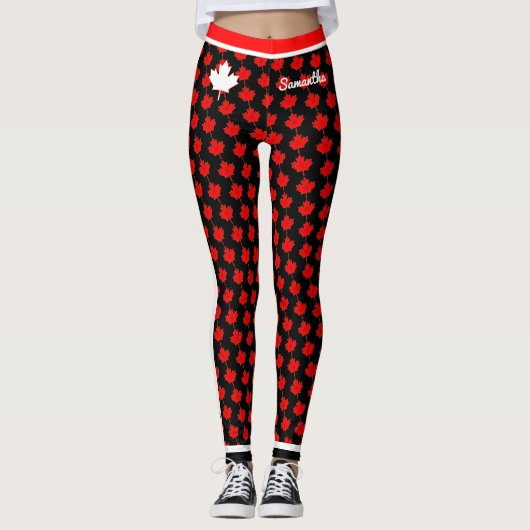 O Canada Maple Leaf op (uw kleur) Leggings (Voorkant)