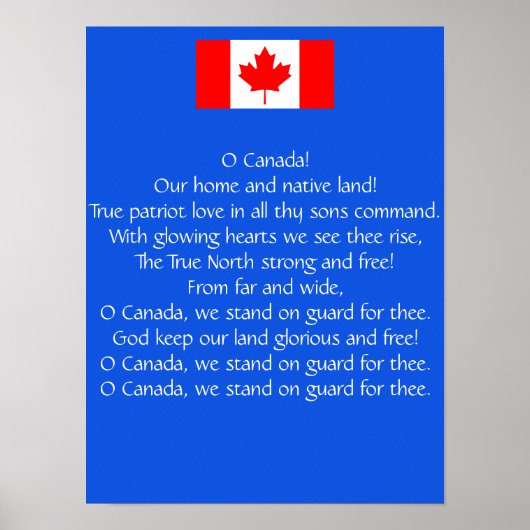 O Canada National Anthem Poster (Voorkant)
