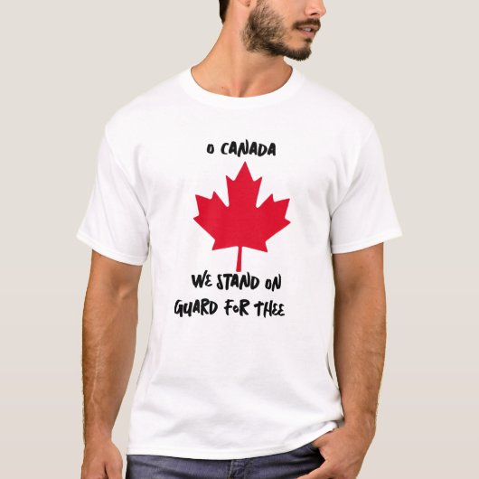 O Canada Red Leaf' On Guard' Black Personalize T-shirt (Voorkant)