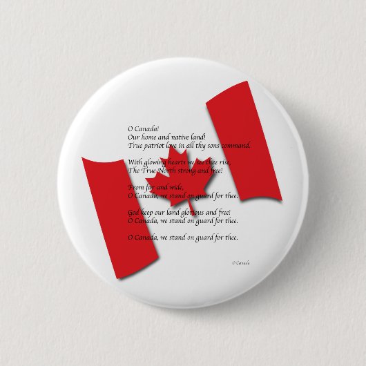 O Canada Ronde Button 5,7 Cm (Voorkant)
