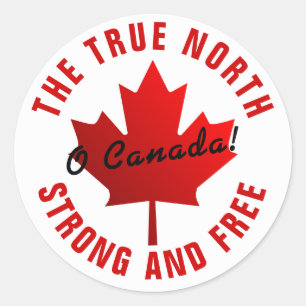 O Canada! Ware Noord Sterk en Vrij Esdoornblad Ronde Sticker
