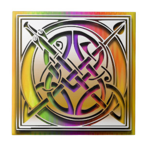 O Celtic Rainbow Custom Monogram Tile Tegeltje