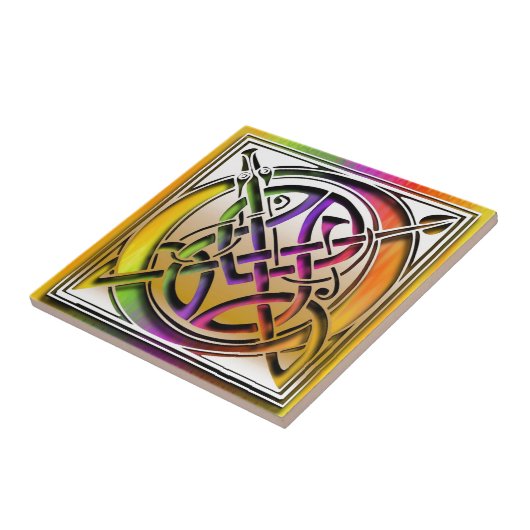 O Celtic Rainbow Custom Monogram Tile Tegeltje (Zijkant)