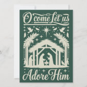O Come Let Us Adore Him Nativity Scene Christian  Feestdagenkaart (Voorkant)