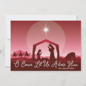 O Come Let Us Adore Him Nativity Scene Christmas Feestdagenkaart (Voorkant)