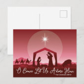 O Come Let Us Adore Him Nativity Scene Christmas Feestdagenkaart (Voorkant / Achterkant)