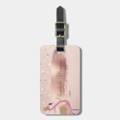o Confetti, Roos goudpenseel Roze vlammen Bagagelabel (Voorkant verticaal)