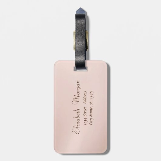 o Confetti, Roos goudpenseel Roze vlammen Bagagelabel (Achterkant verticaal)