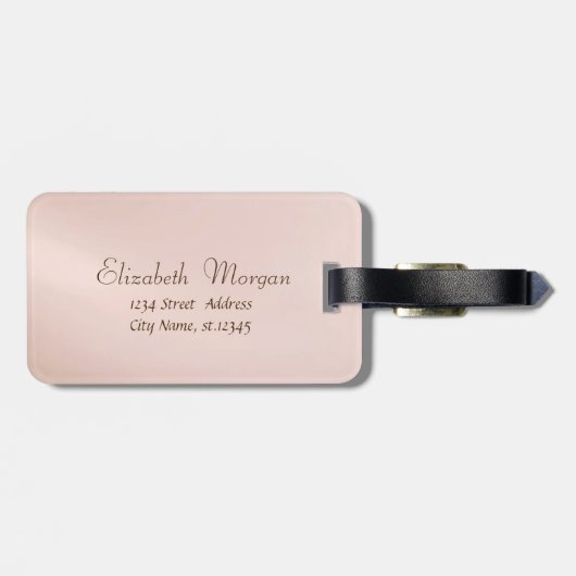 o Confetti, Roos goudpenseel Roze vlammen Bagagelabel (Achterkant horizontaal)