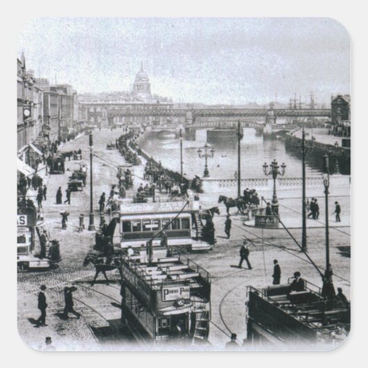 O' Connell Bridge and the River Liffey, Dublin Vierkante Sticker (Voorkant)