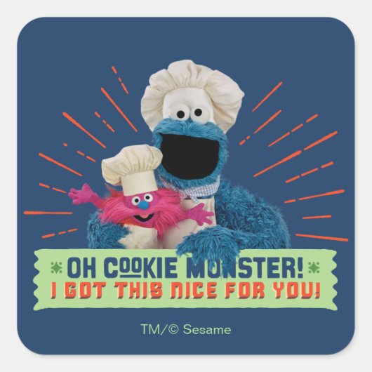 O, Cookie Monster! Ik heb dit leuk voor je Vierkante Sticker (Voorkant)