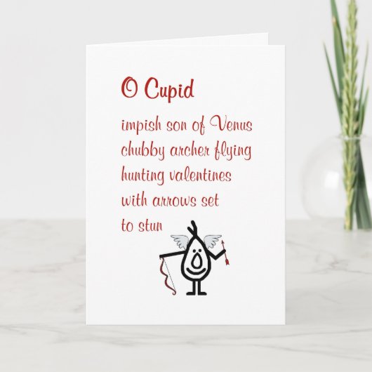 O Cupido - een grappig gedicht voor je valentijn Feestdagen Kaart (Voorkant)