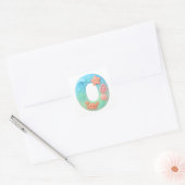 "O" Cute Letter - Underwater Sea Creature  Vierkante Sticker (Envelop)