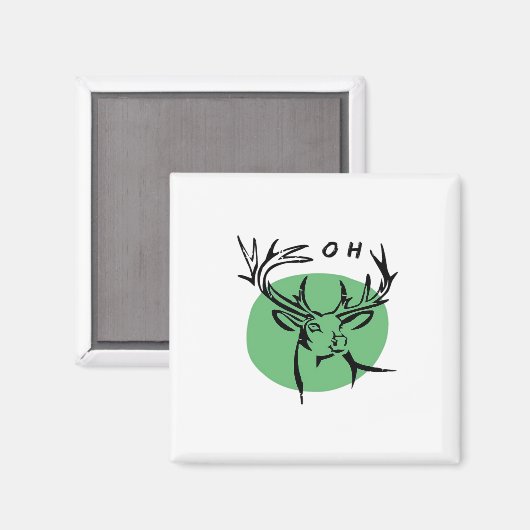 O Dear O Dear Green Minimal Modern Design  Magneet (Voorkant / Achterkant)