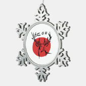 O Dear O Dear Red Retro Classic Design Tin Sneeuwvlok Ornament (Rechts)