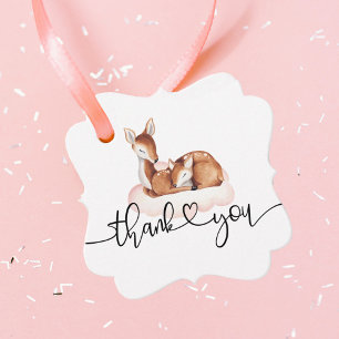 O Deer Baby shower Waterverf Floral Dank je Bedankjes Labels