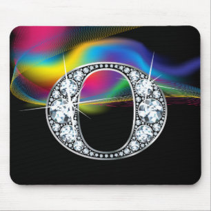 "O" Diamond Bling met Rainbow Swirl Mousepad Muismat