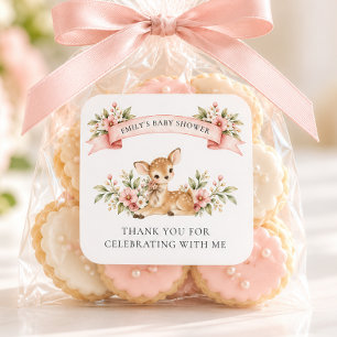 O Dier Baby Shower Bosland Bedankt Vierkante Sticker