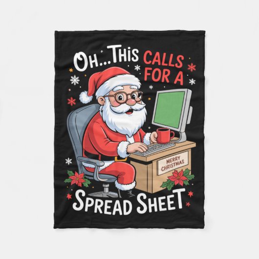O Dit Roept Om Een Spreadsheet Kerstman Excel Grap Fleece Deken (Voorkant)